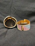 Gold Clamp Contrast Glitter Bangle