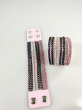 Faux Leather Wrap Wristband Cuff - Crystal Rhinestone Bracelet mixed colo4