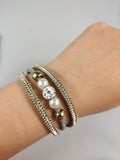 Faux Leather Wrap Wristband Cuff - Crystal Rhinestone Bracelet with magnet