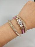 Faux Leather Wrap Wristband Cuff - Crystal Rhinestone Bracelet with magnet