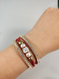 Faux Leather Wrap Wristband Cuff - Crystal Rhinestone Bracelet with magnet