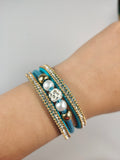 Faux Leather Wrap Wristband Cuff - Crystal Rhinestone Bracelet with magnet