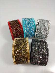 Faux Leather Wrap Wristband Cuff - Crystal Rhinestone Bracelet mixed color