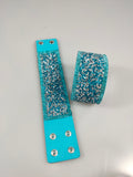 Faux Leather Wrap Wristband Cuff - Crystal Rhinestone Bracelet mixed color