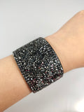 Faux Leather Wrap Wristband Cuff - Crystal Rhinestone Bracelet mixed color