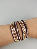 Faux Leather Wrap Wristband Cuff - Crystal Rhinestone Bracelet and choker