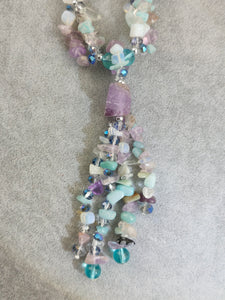 Hand Beaded Long Gemstone Necklace