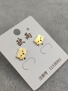 Gold Stainless Steel Stud Earrings