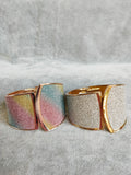 Gold Clamp Contrast Glitter Bangle (BAB106)