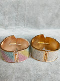 Gold Clamp Contrast Glitter Bangle (BAB106)