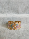 Gold Clamp Contrast Glitter Bangle (BAB104)