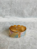 Gold Clamp Contrast Glitter Bangle (BAB104)