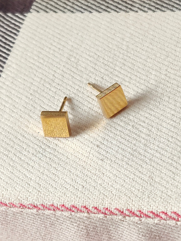 Gold Stainless Steel Stud Earrings