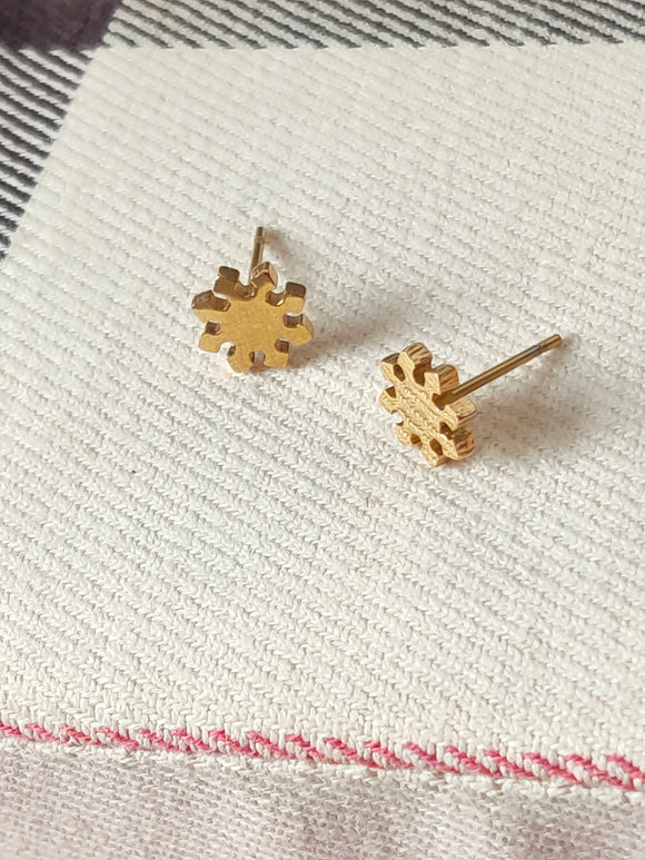 Gold Stainless Steel Stud Earrings