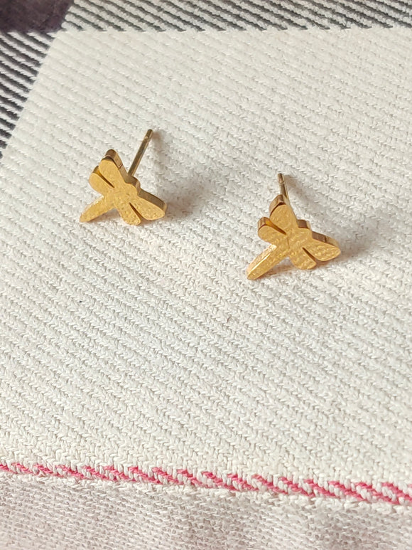 Gold Stainless Steel Stud Earrings