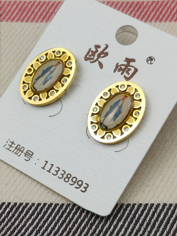 Gold Stainless Steel Stud Earrings