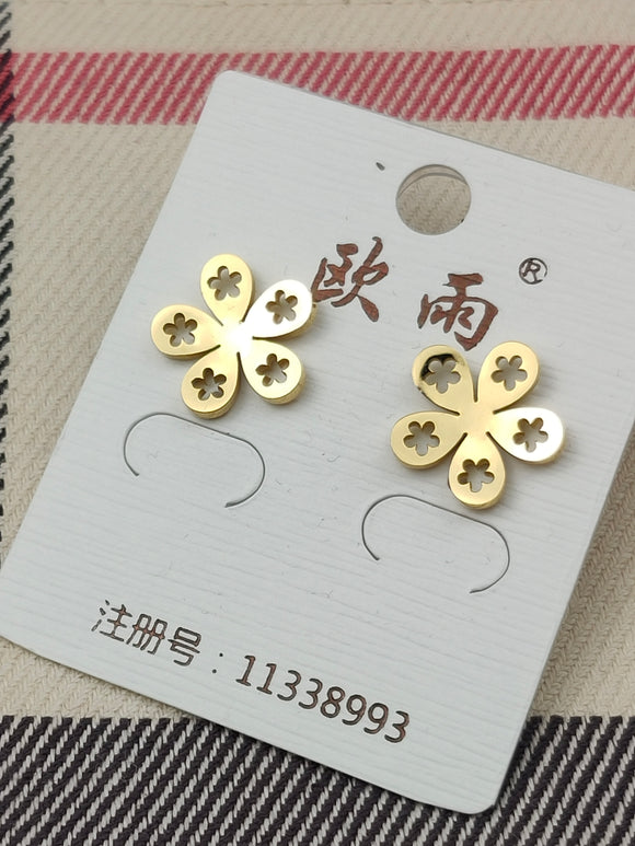 Gold Stainless Steel Stud Earrings