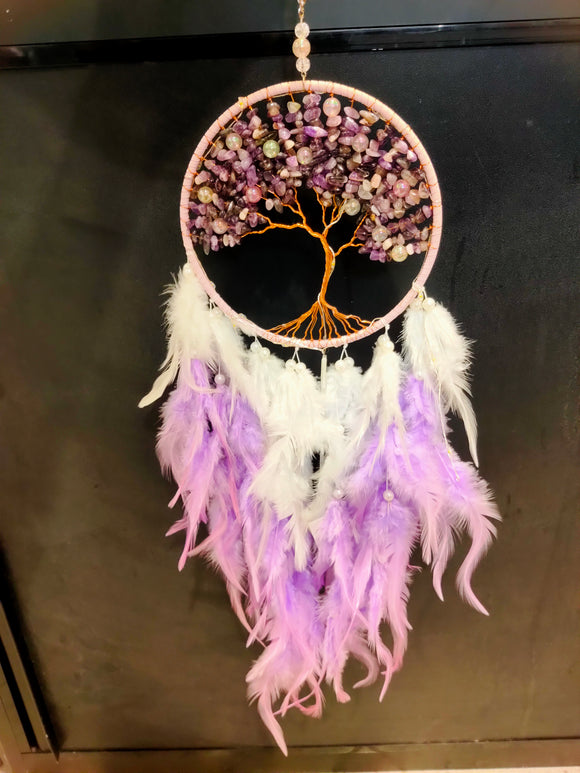 Dream catcher with family tree and light 17cm